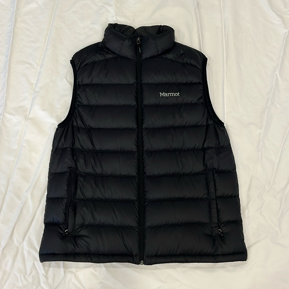 Men's Marmot 800 Fill Goose Down Vest Full Zipper Puffer Insulated